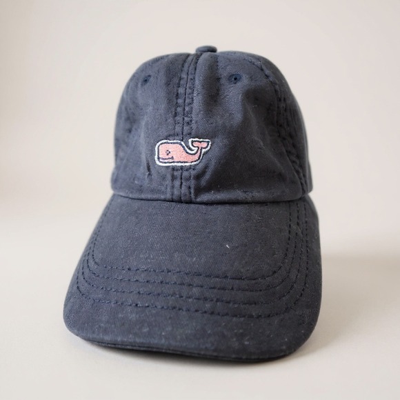 Vineyard Vines Navy Blue Cotton Whale Logo Dad‎ Hat Adjustable Strap - Picture 1 of 6